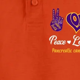 Peace Love Cure Pancreatic Cancer Awareness Gift Dry Zone Grid Performance Polo