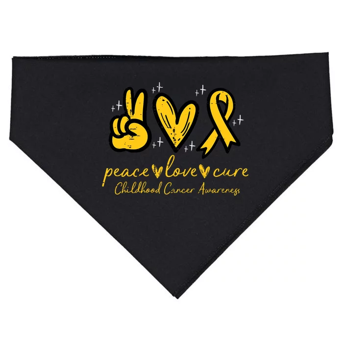 Peace Love Cure Childhood Cancer Awareness USA-Made Doggie Bandana