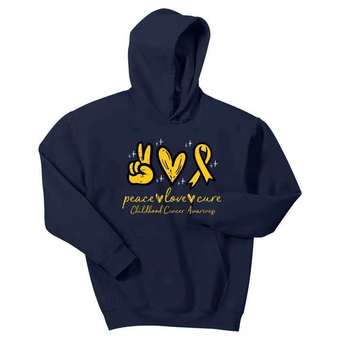 Peace Love Cure Childhood Cancer Awareness Kids Hoodie