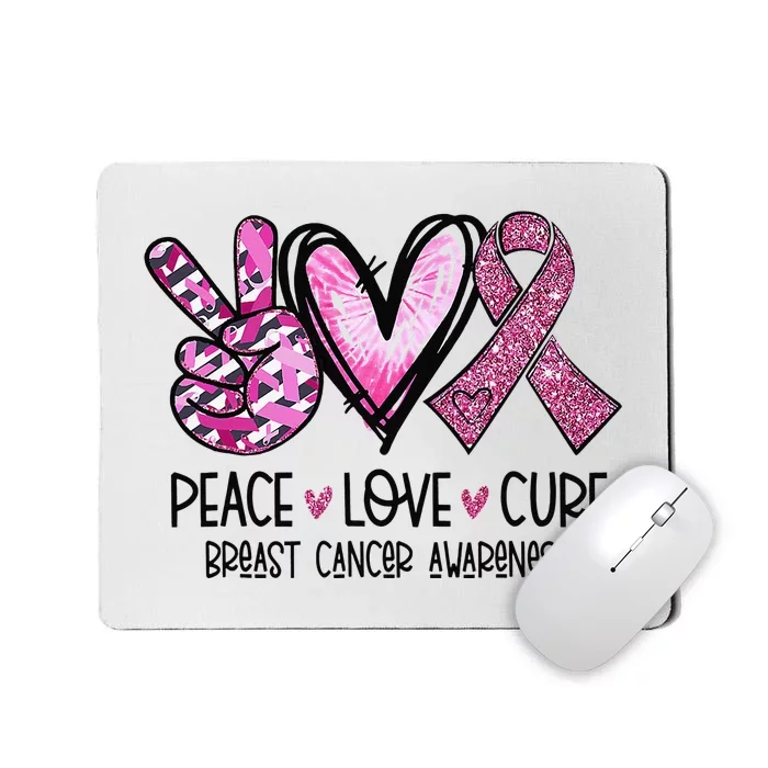 Peace Love Cure Pink Ribbon Cancer Breast Awareness Mousepad