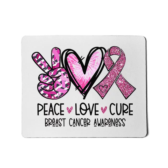 Peace Love Cure Pink Ribbon Cancer Breast Awareness Mousepad