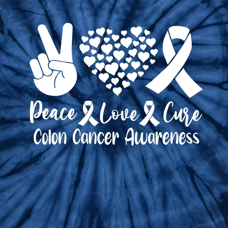 Peace Love Cure Colon Cancer Awareness Warriors & Supporters Tie-Dye T-Shirt