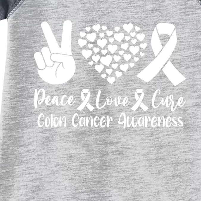 Peace Love Cure Colon Cancer Awareness Warriors & Supporters Infant Baby Jersey Bodysuit