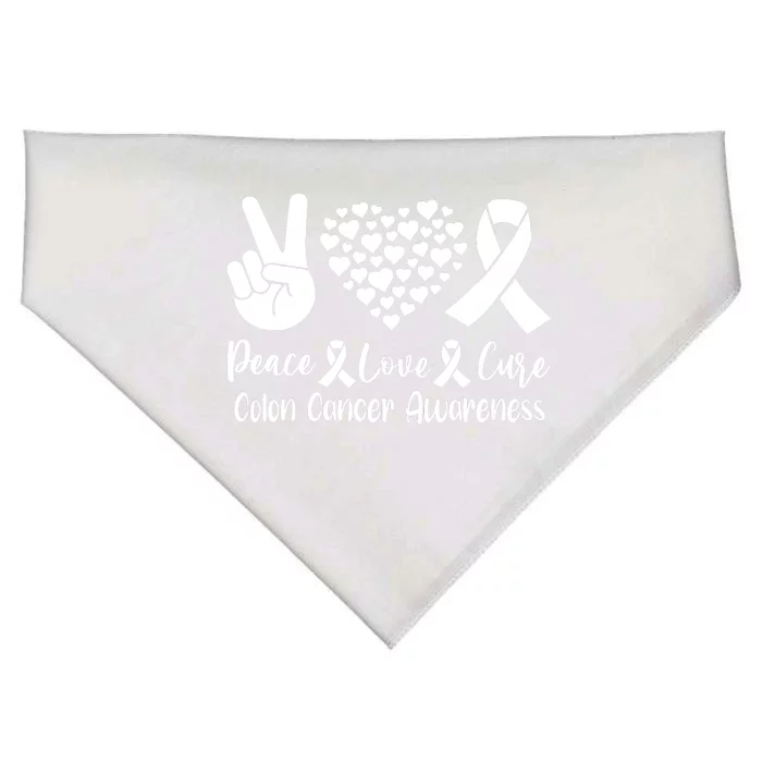 Peace Love Cure Colon Cancer Awareness Warriors & Supporters USA-Made Doggie Bandana