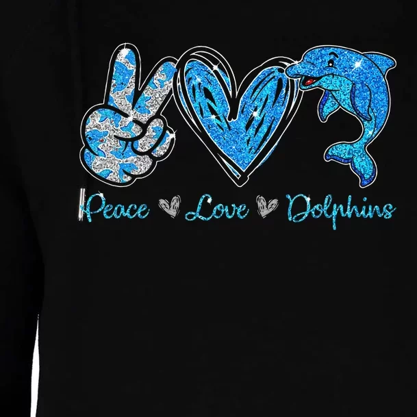 Peace Love Dolphins Funny Dolphin Lover Gifts Womens Funnel Neck Pullover Hood