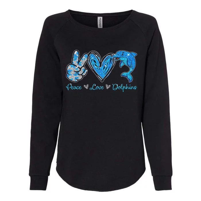 Peace Love Dolphins Funny Dolphin Lover Gifts Womens California Wash Sweatshirt