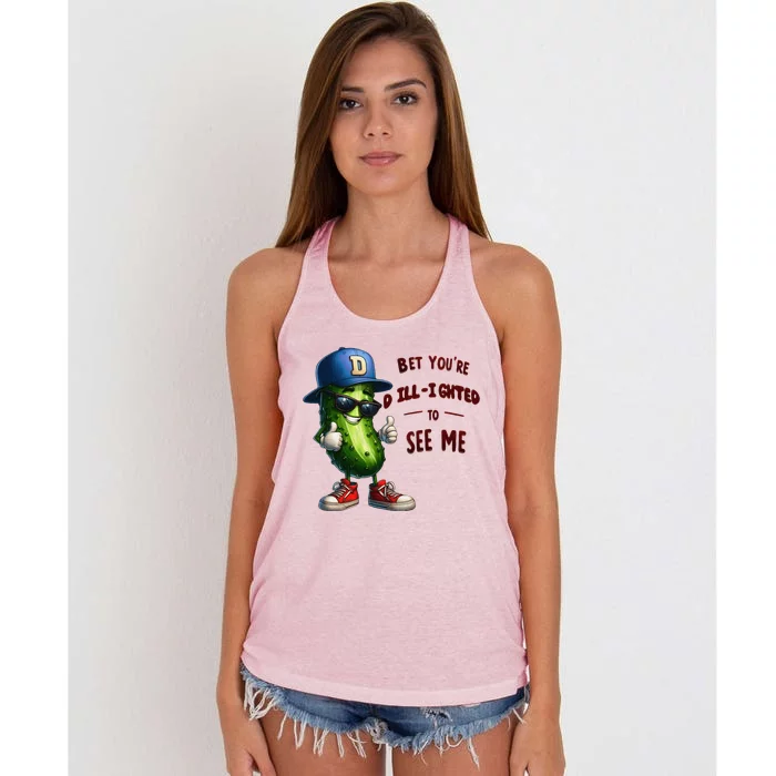 Pickle Lover Dillighted To See You Funny Pickle Gift Women's Knotted Racerback Tank