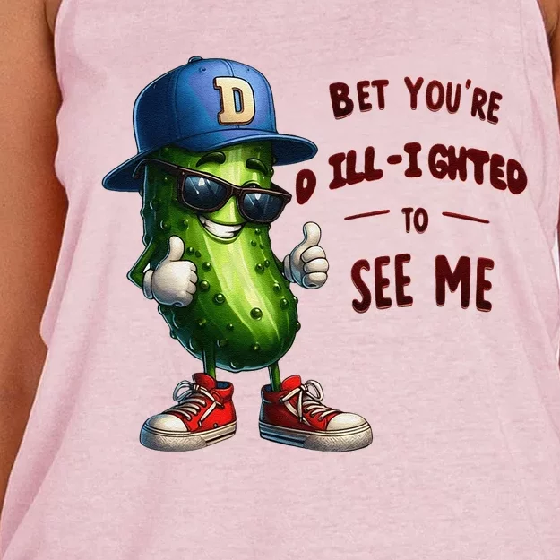 Pickle Lover Dillighted To See You Funny Pickle Gift Women's Knotted Racerback Tank