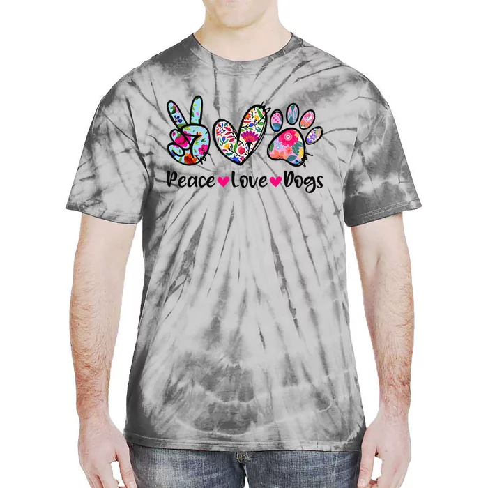 Peace Love Dogs Floral Dog Paw Dog Mom Cute MotherS Day Tie-Dye T-Shirt