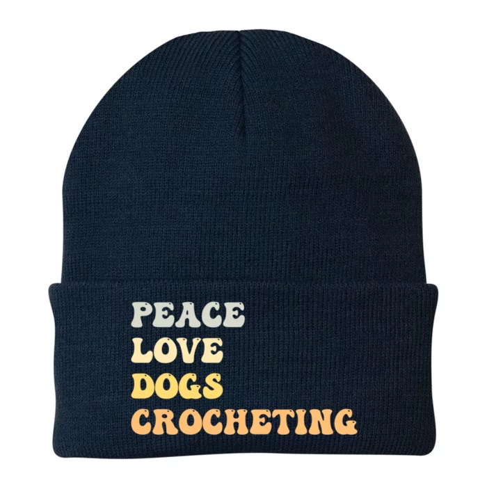 Peace Love Dogs Crocheting Funny Retro Gift Knit Cap Winter Beanie