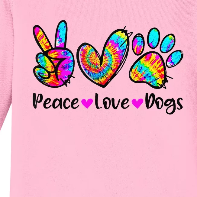 Peace Love Dogs Tie Dye Dog Paw Dog Mom Cute MotherS Day Baby Long Sleeve Bodysuit