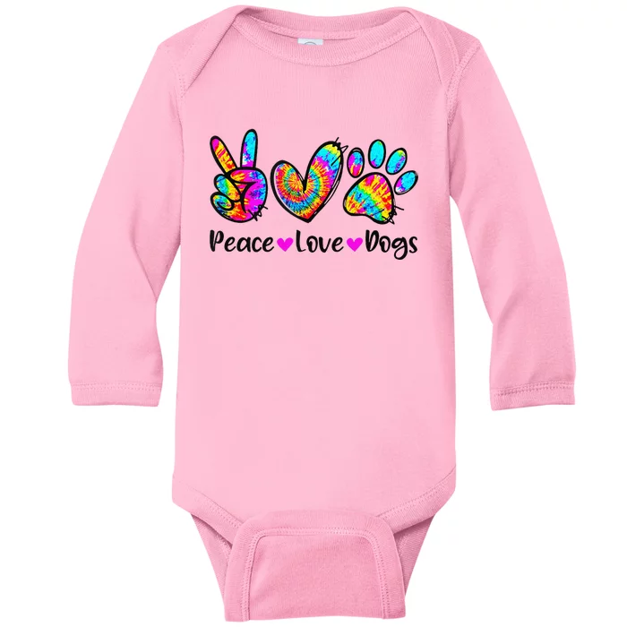 Peace Love Dogs Tie Dye Dog Paw Dog Mom Cute MotherS Day Baby Long Sleeve Bodysuit