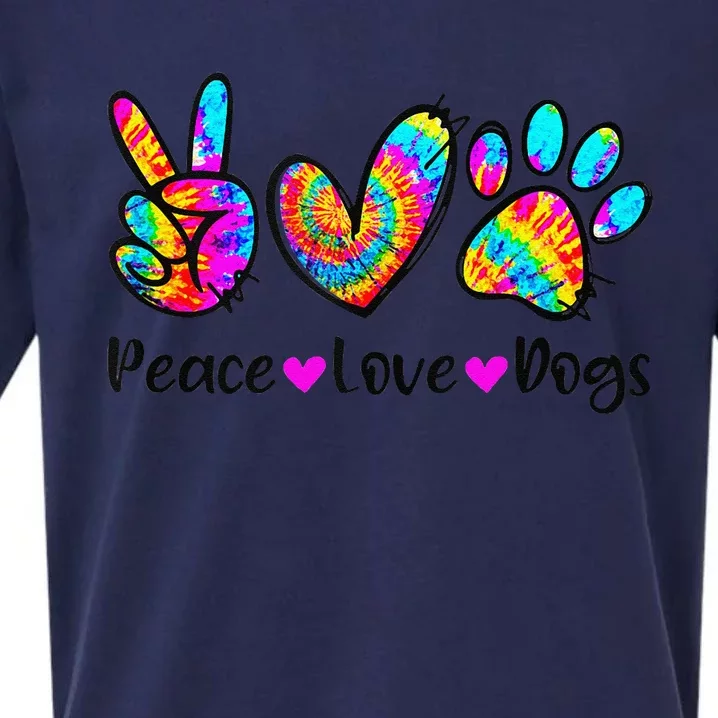 Peace Love Dogs Tie Dye Dog Paw Dog Mom Cute MotherS Day Sueded Cloud Jersey T-Shirt