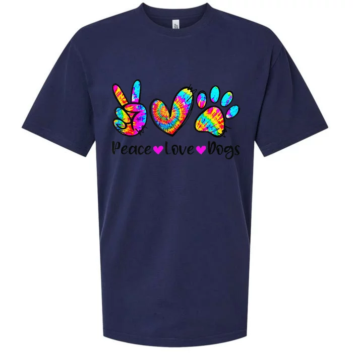 Peace Love Dogs Tie Dye Dog Paw Dog Mom Cute MotherS Day Sueded Cloud Jersey T-Shirt