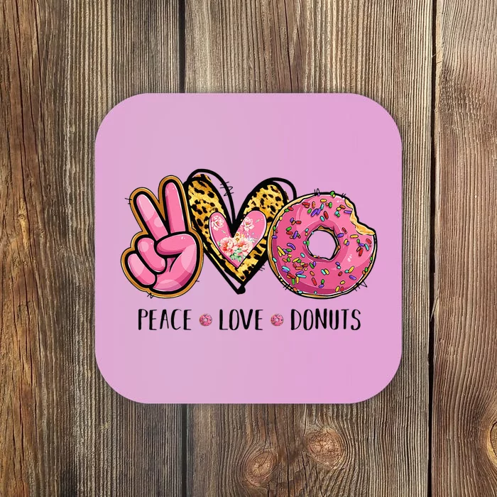 Peace Love Donuts Chocolate Food Lovers Doughnut Funny Gift Coaster