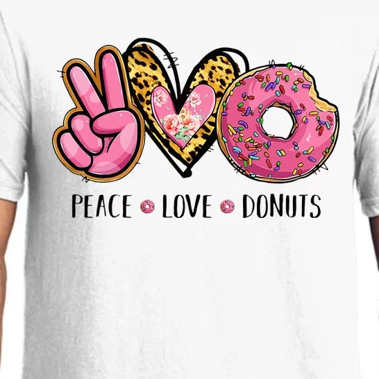 Peace Love Donuts Chocolate Food Lovers Doughnut Funny Gift Pajama Set