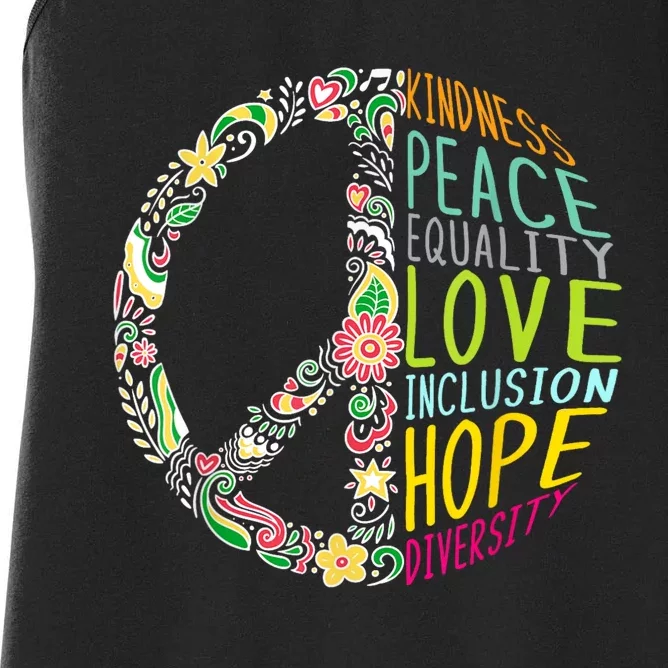 Peace Love Diversity Inclusion Equality Human Rights Women's Racerback Tank