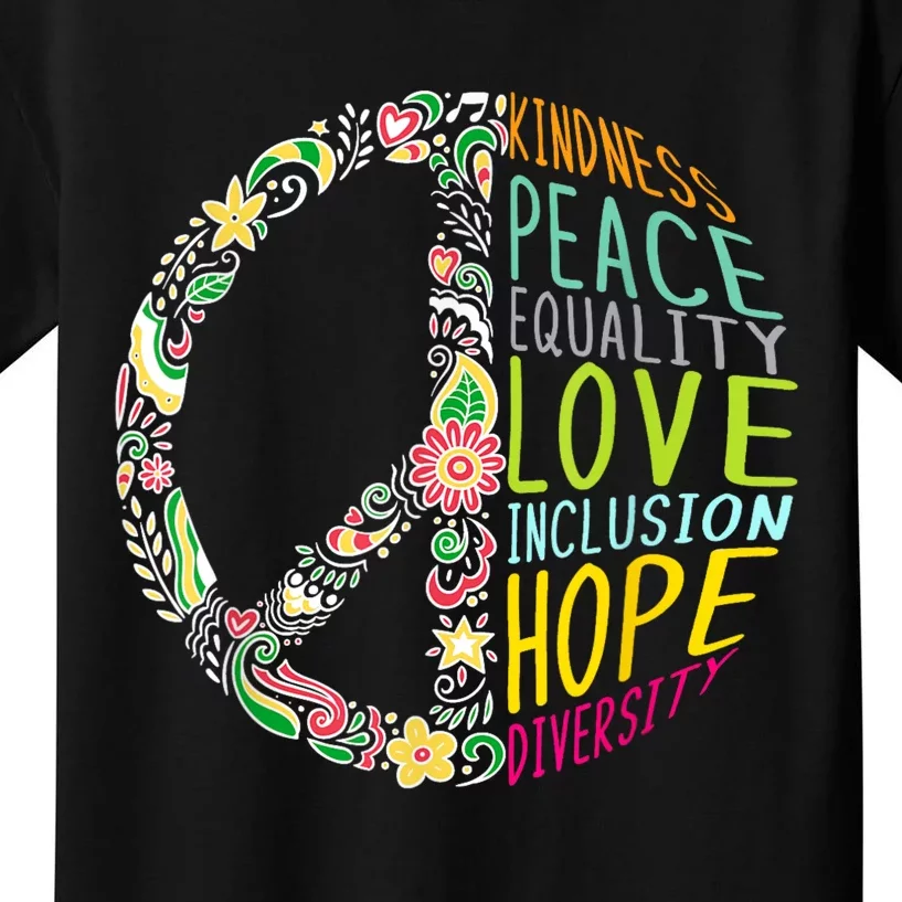 Peace Love Diversity Inclusion Equality Human Rights Kids T-Shirt