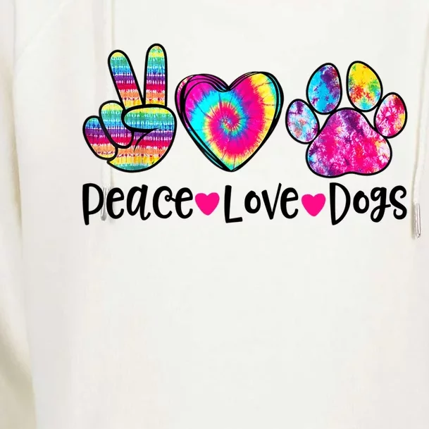 Peace Love Dogs Tie Dye Dog Paw Dog Mom Mother's Day Womens Funnel Neck Pullover Hood