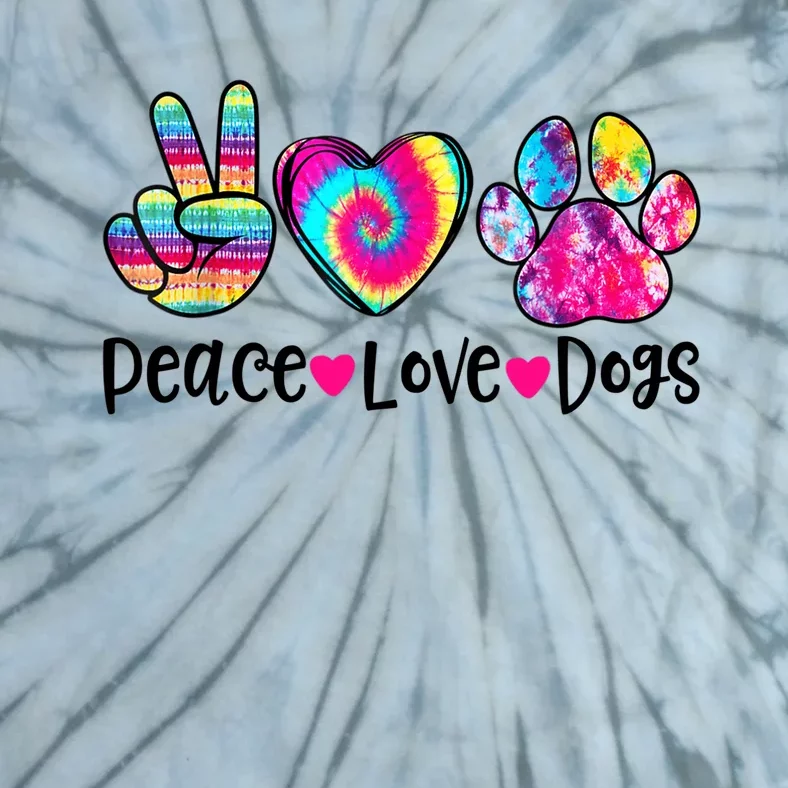 Peace Love Dogs Tie Dye Dog Paw Dog Mom Mother's Day Tie-Dye T-Shirt