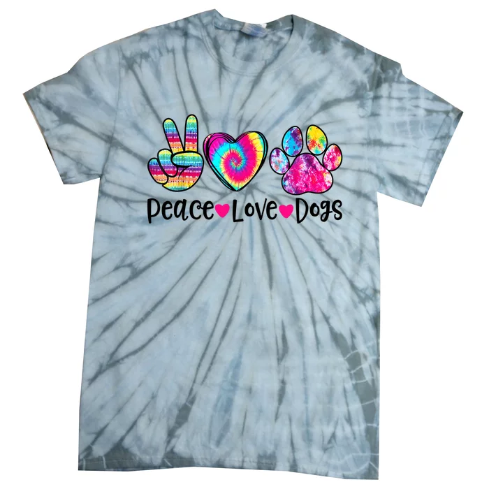 Peace Love Dogs Tie Dye Dog Paw Dog Mom Mother's Day Tie-Dye T-Shirt