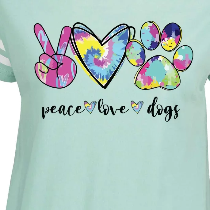 Peace Love Dogs Lover Puppy Paw Dog Enza Ladies Jersey Football T-Shirt