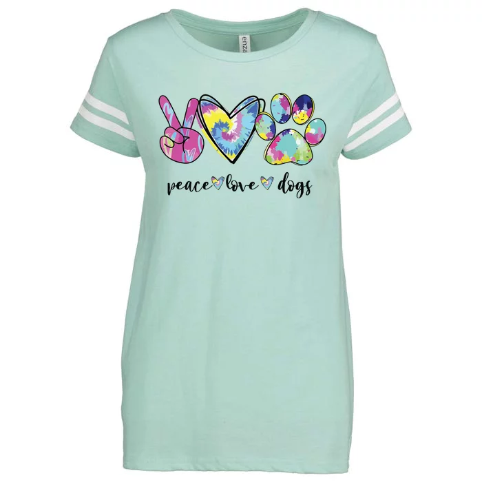 Peace Love Dogs Lover Puppy Paw Dog Enza Ladies Jersey Football T-Shirt