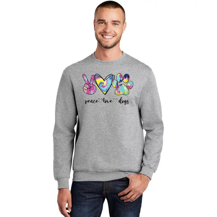 Peace Love Dogs Lover Puppy Paw Dog Tall Sweatshirt