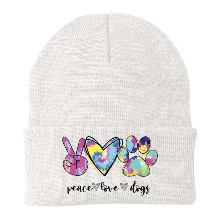 Peace Love Dogs Lover Puppy Paw Dog Knit Cap Winter Beanie