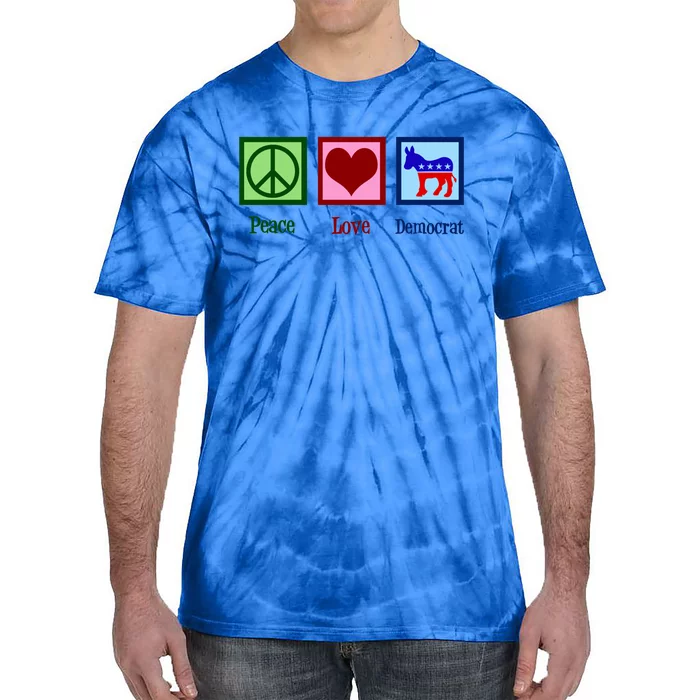 Peace Love Democrat Donkey Cute Democratic Party Gift Tie-Dye T-Shirt