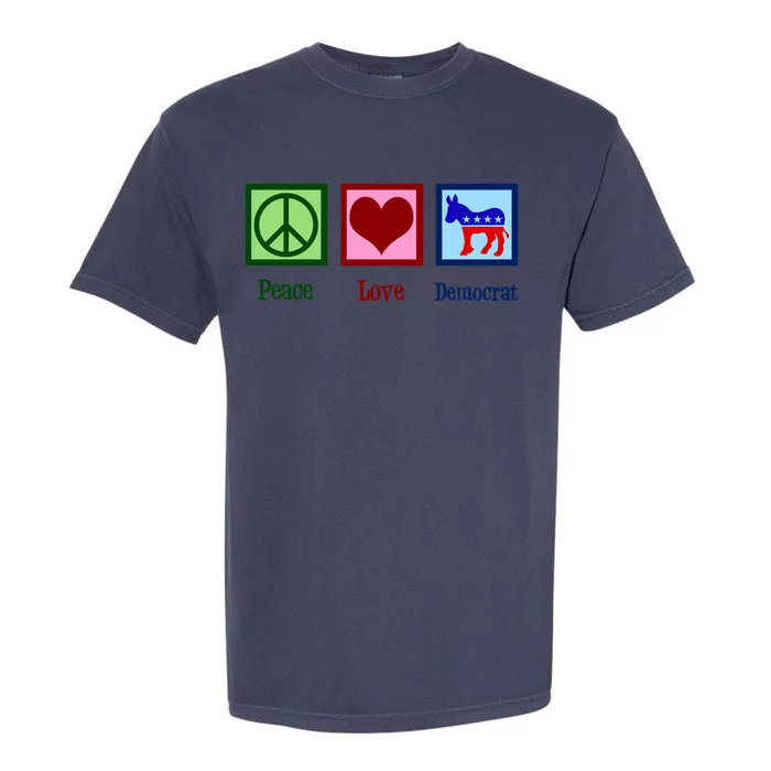 Peace Love Democrat Donkey Cute Democratic Party Gift Garment-Dyed Heavyweight T-Shirt