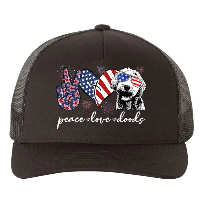 Peace Love Doods Goldendoodle Usa Flag Doodle 4th Of July Yupoong Adult 5-Panel Trucker Hat