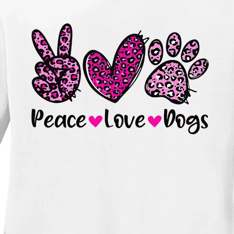 Peace Love Dogs Leopard Dog Paw Dog Mom Cute Mother's Day Ladies Long Sleeve Shirt