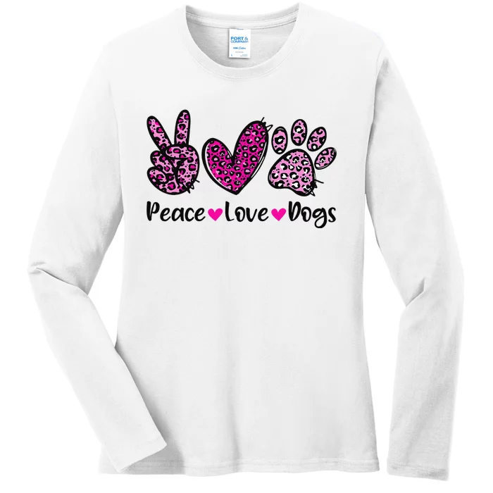 Peace Love Dogs Leopard Dog Paw Dog Mom Cute Mother's Day Ladies Long Sleeve Shirt