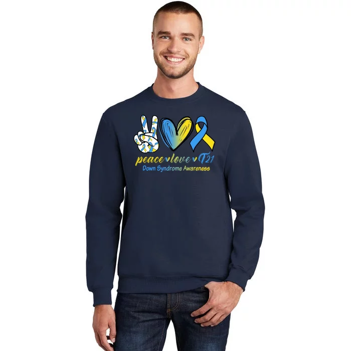 Peace Love Down Syndrome Ribbon Sweatshirt