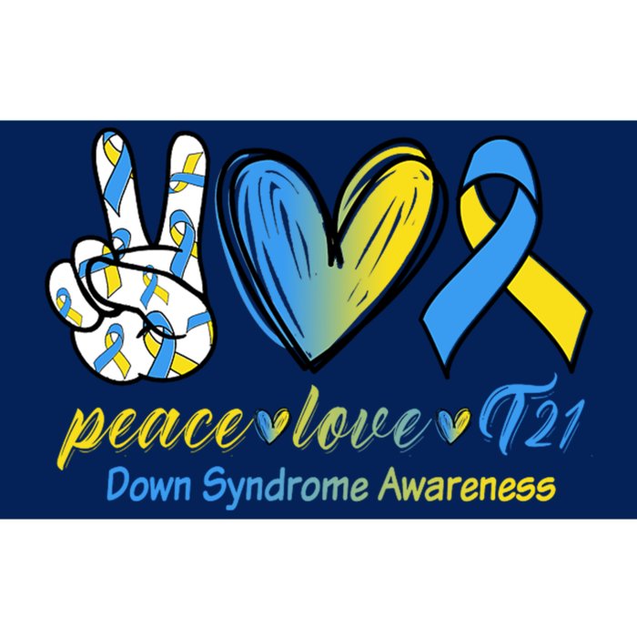 Peace Love Down Syndrome Ribbon Bumper Sticker