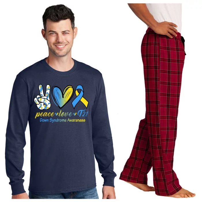 Peace Love Down Syndrome Ribbon Long Sleeve Pajama Set