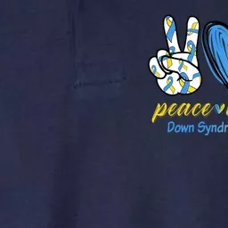 Peace Love Down Syndrome Ribbon Softstyle Adult Sport Polo