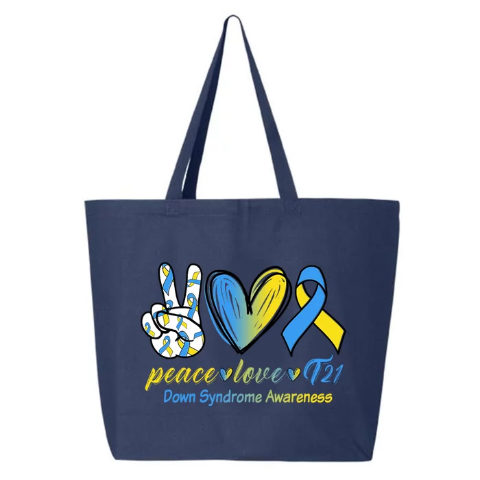 Peace Love Down Syndrome Ribbon 25L Jumbo Tote