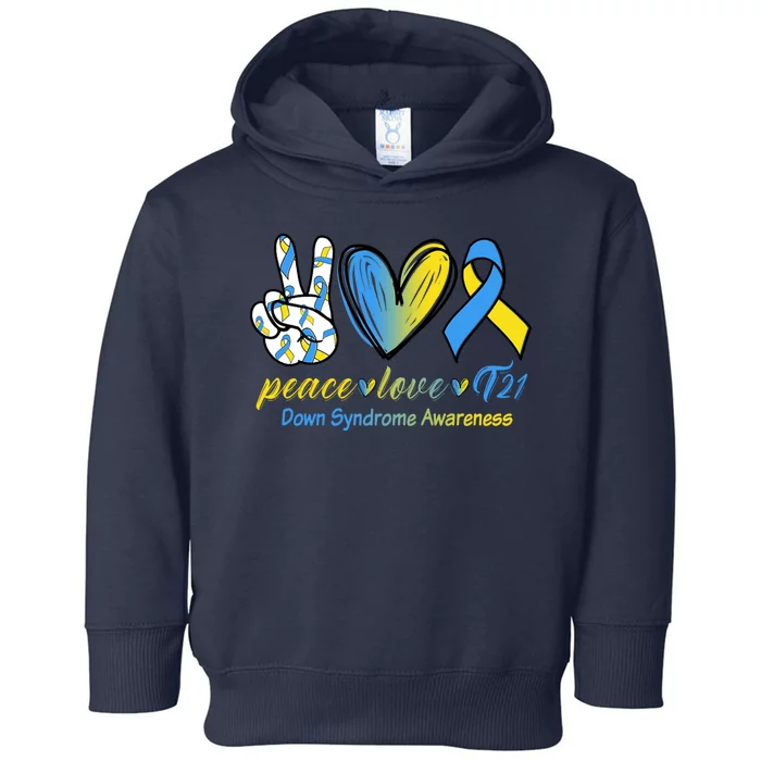 Peace Love Down Syndrome Ribbon Toddler Hoodie