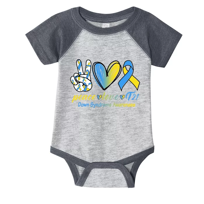 Peace Love Down Syndrome Ribbon Infant Baby Jersey Bodysuit