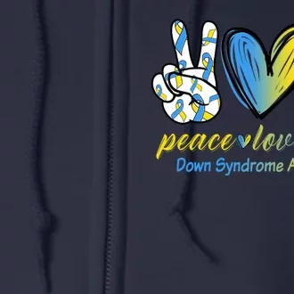 Peace Love Down Syndrome Ribbon Full Zip Hoodie