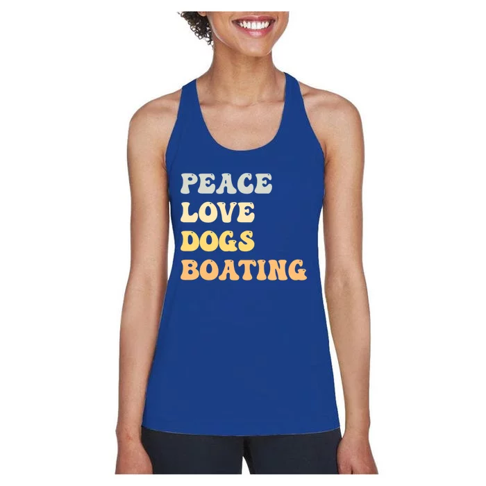 Peace Love Dogs Boating Funny Retro Cool Gift Women's Racerback Tank