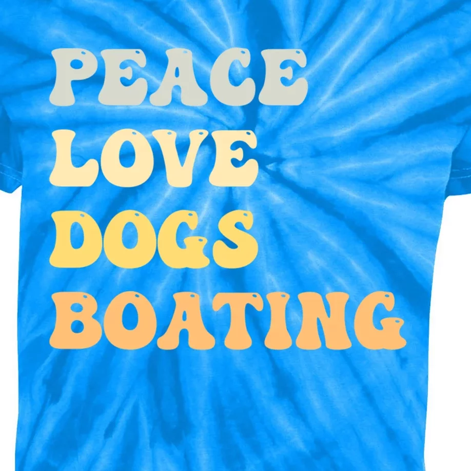 Peace Love Dogs Boating Funny Retro Cool Gift Kids Tie-Dye T-Shirt