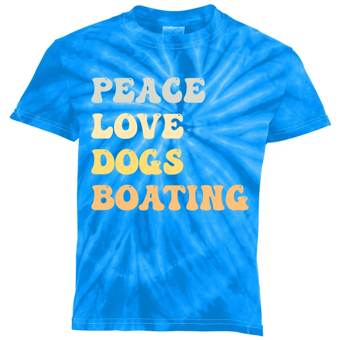 Peace Love Dogs Boating Funny Retro Cool Gift Kids Tie-Dye T-Shirt