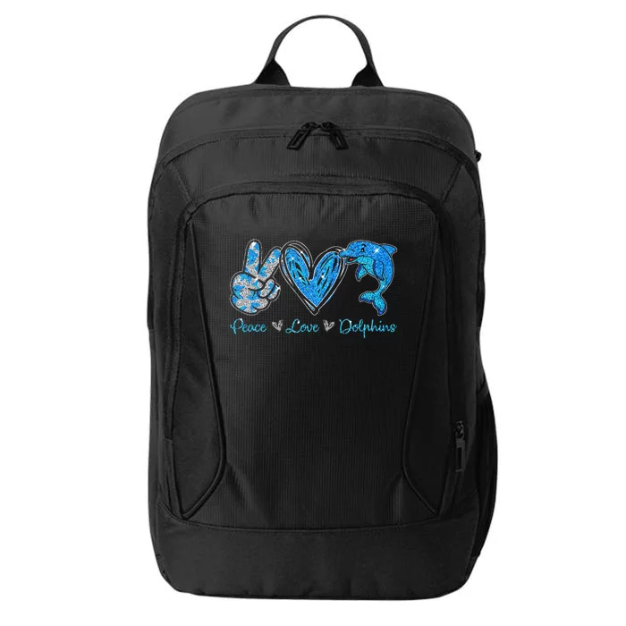 Peace Love Dolphins Funny Dolphin Lover Gifts City Backpack