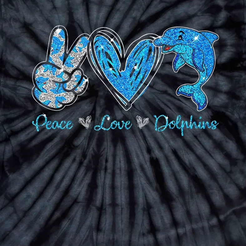 Peace Love Dolphins Funny Dolphin Lover Gifts Tie-Dye T-Shirt