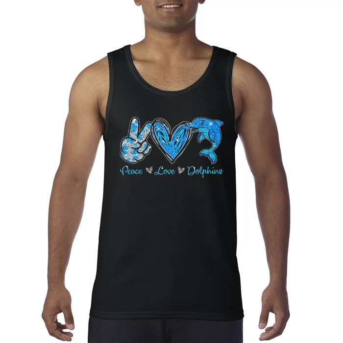 Peace Love Dolphins Funny Dolphin Lover Gifts Tank Top