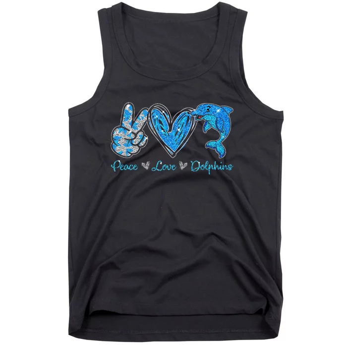 Peace Love Dolphins Funny Dolphin Lover Gifts Tank Top