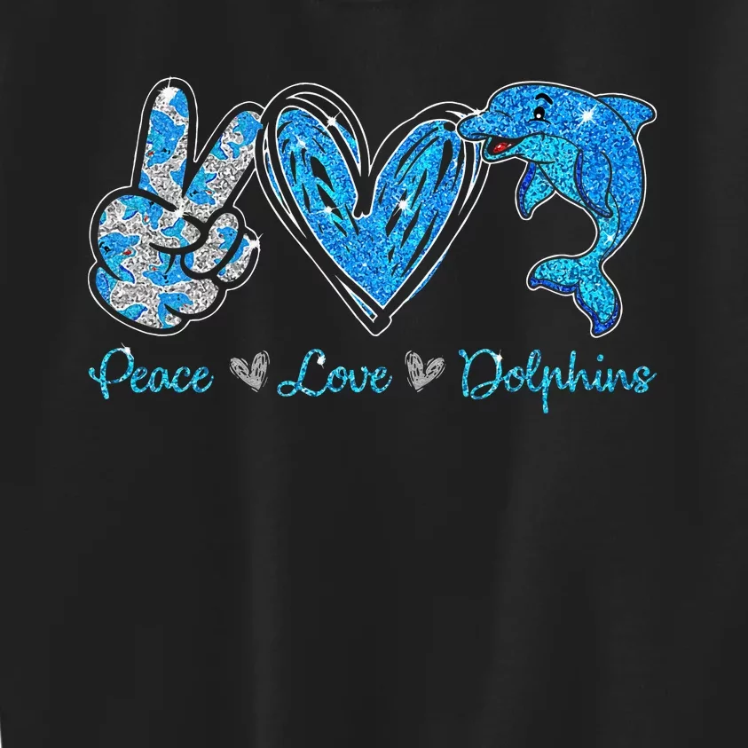 Peace Love Dolphins Funny Dolphin Lover Gifts Kids Sweatshirt